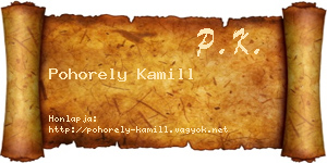 Pohorely Kamill névjegykártya